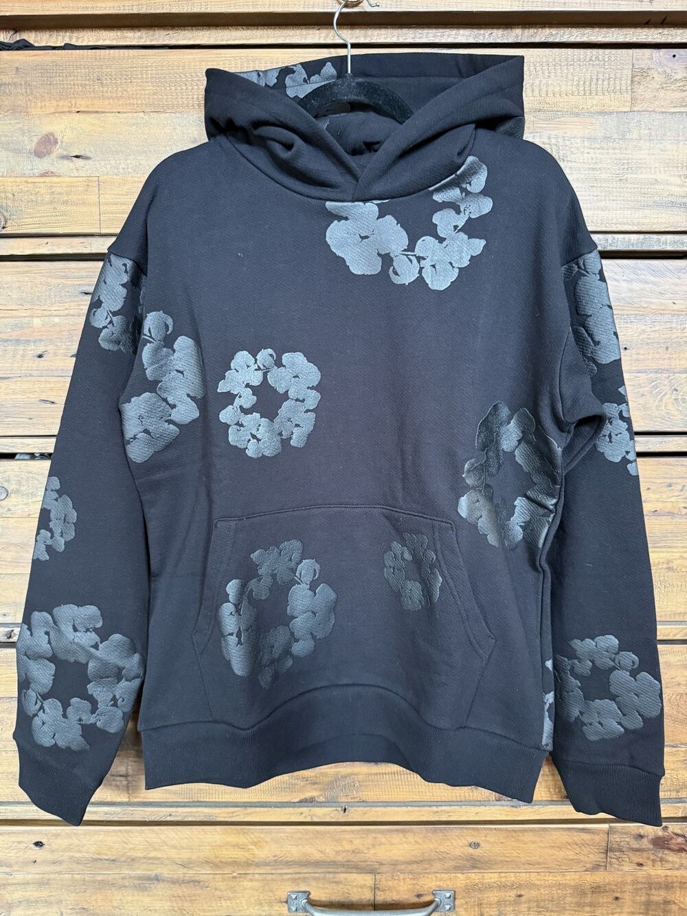 Denim Tears Hoodie Men Mono Black Small Flower Print Streetwear Portugal NEW
